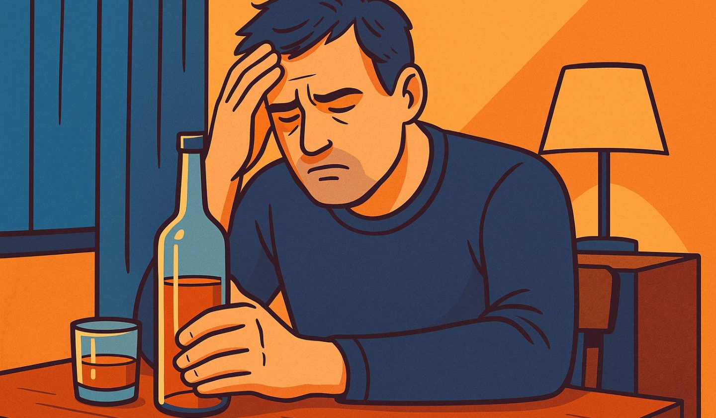 Slēptais alkoholisms: vīrietis ar pudeli