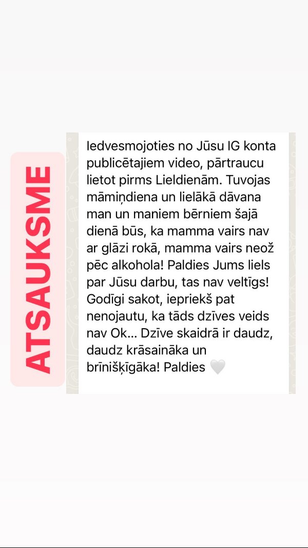 Atsauksme: Māmiņdienas dāvana bērniem, mamma vairs nav ar glāzi rokā