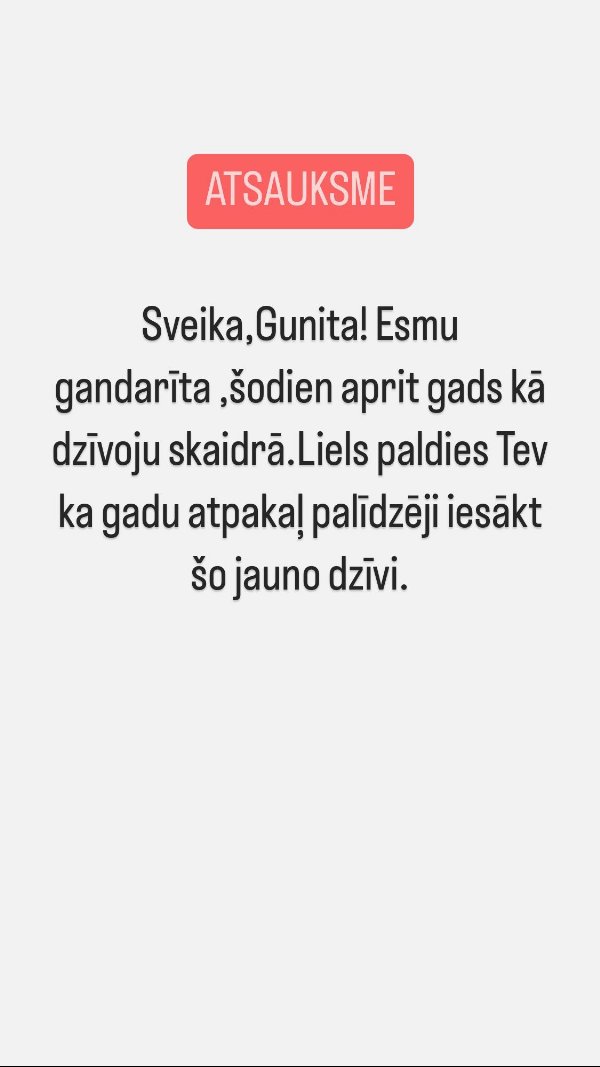 Atsauksme: gads skaidrā dzīvē