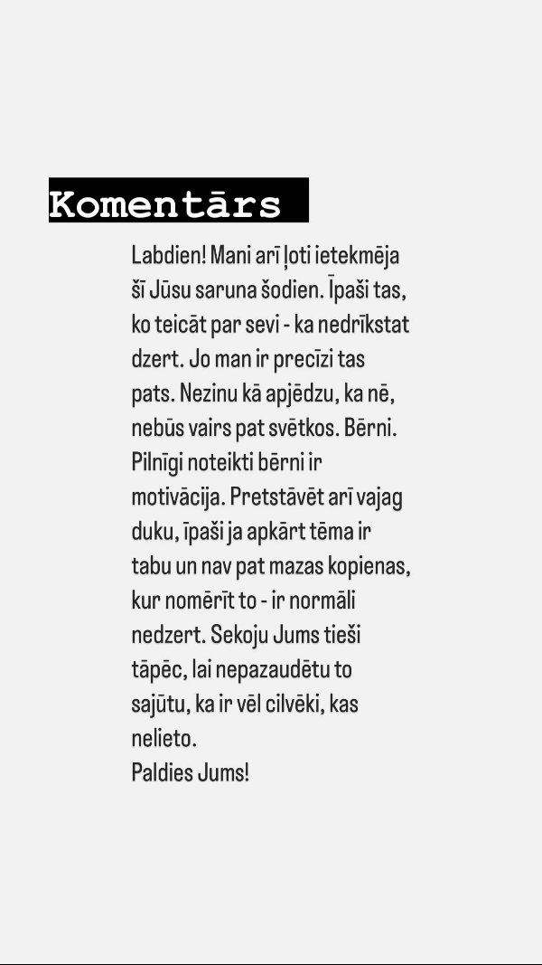 Komentārs par sarunu: bērni ir motivācija nedzert pat svētkos