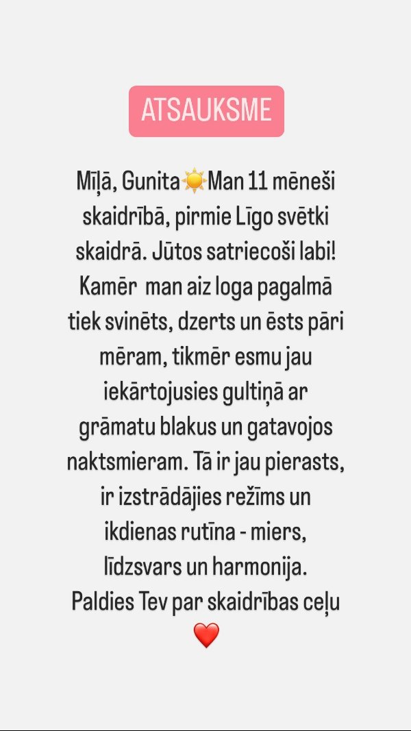 Atsauksme: 11 mēneši skaidrībā, pirmie Līgo svētki skaidrā