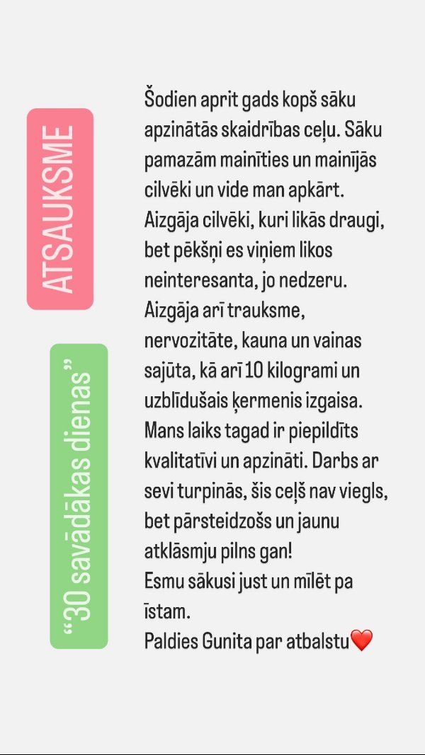 Atsauksme: gads apzinātā skaidrībā, aizgāja trauksme, kauns un 10 kg