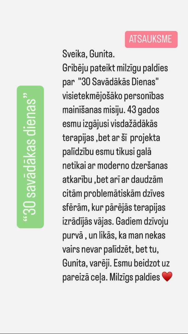Atsauksme par 30 savādākas dienas: tikusi galā ar moderno dzeršanas atkarību