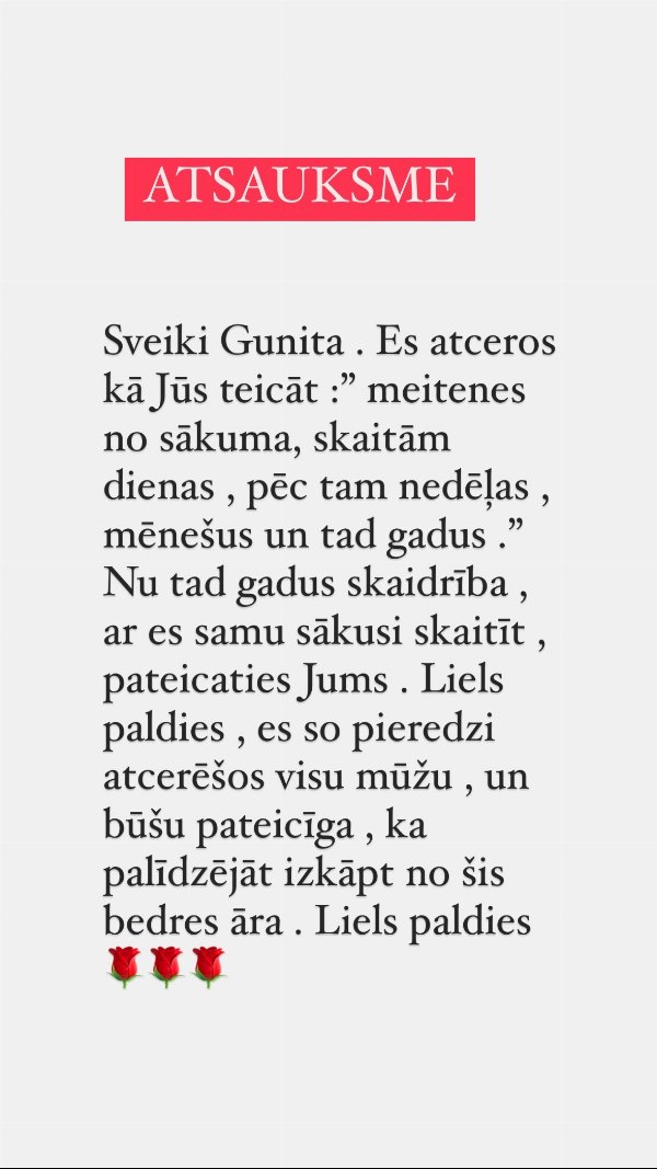Atsauksme: skaidrībā jau gadiem, "no sākuma skaitām dienas, pēc tam gadus"