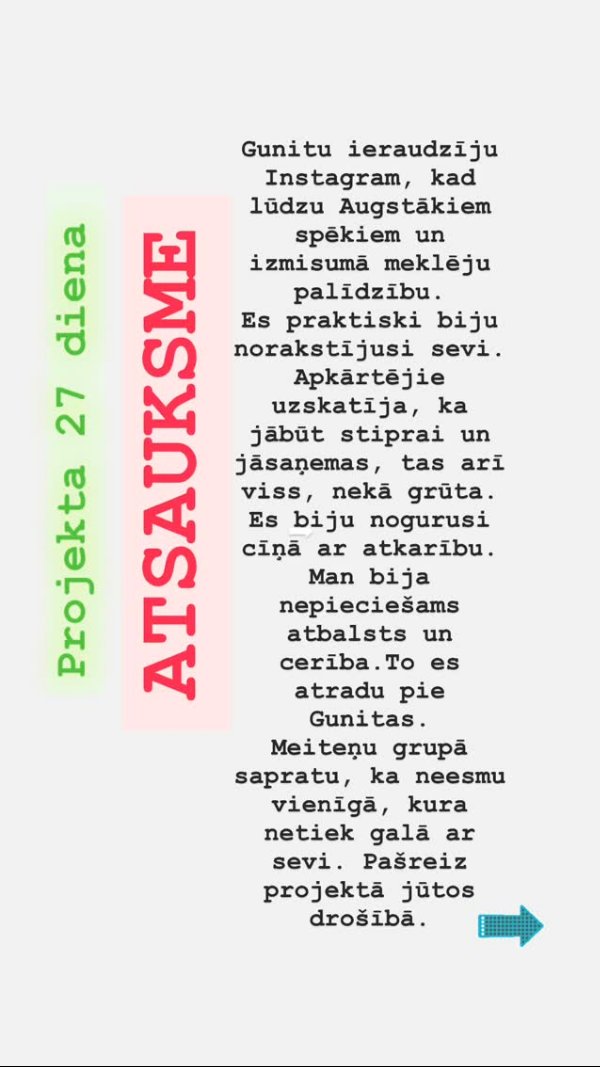 Atsauksme 27. dienā: pie Gunitas atrada atbalstu un cerību cīņā ar atkarību