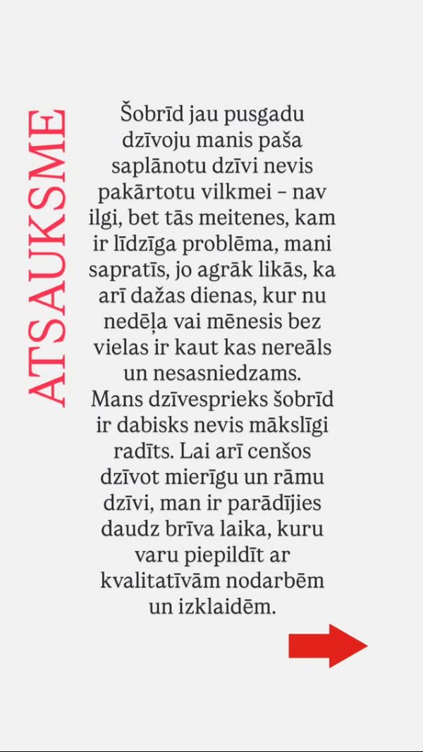 Atsauksme: pusgads bez vielas, dzīvesprieks ir dabisks, nevis mākslīgi radīts