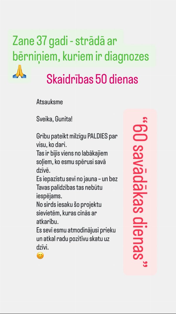 Zanes (37) atsauksme: 50 dienas skaidrībā, iesaka projektu sievietēm, kuras cīnās ar atkarību