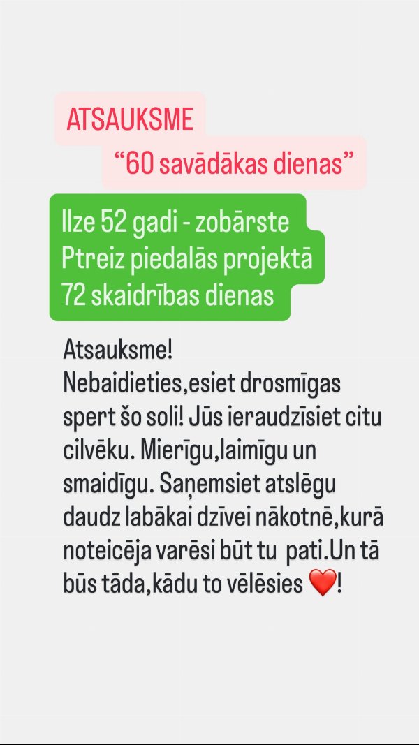 Ilzes (52, zobārste) atsauksme: 72 skaidrības dienas, "Nebaidieties spert šo soli"