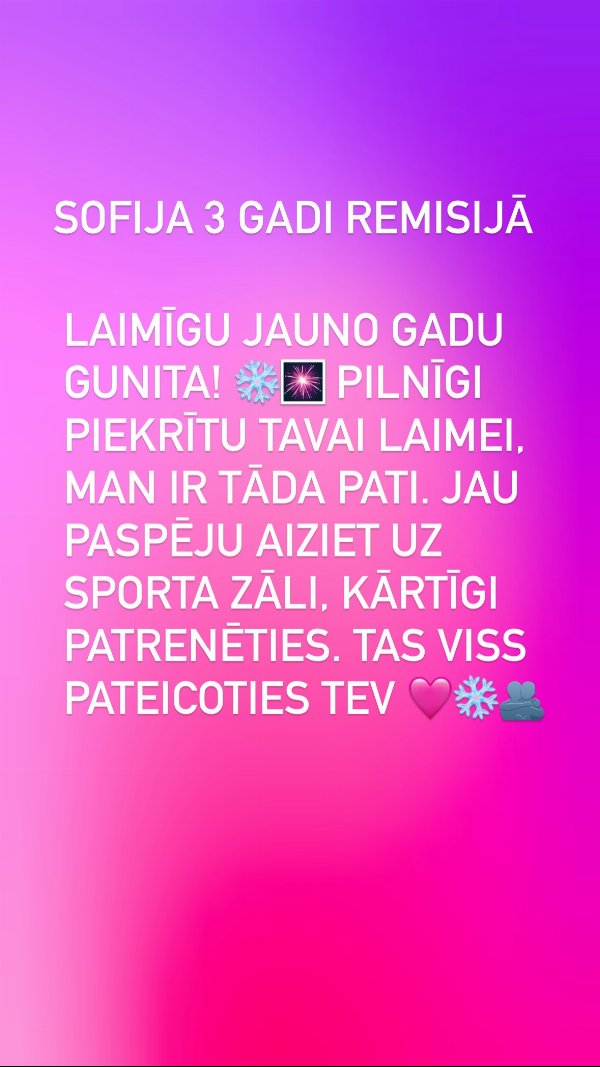 Sofijas atsauksme: 3 gadi remisijā, Jaunais gads sporta zālē
