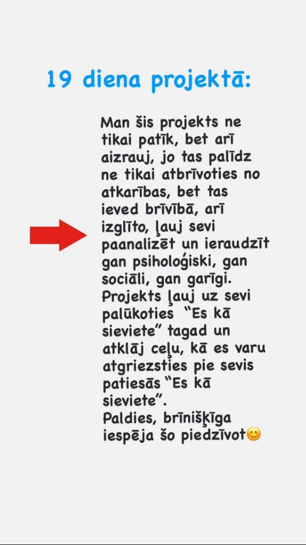 Atsauksme 19. dienā: projekts palīdz atbrīvoties no atkarības un atgriezties pie sevis
