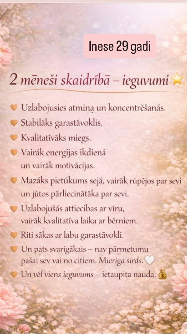 Ineses (29) atsauksme: 2 mēneši skaidrībā, labāka atmiņa, miegs un garastāvoklis
