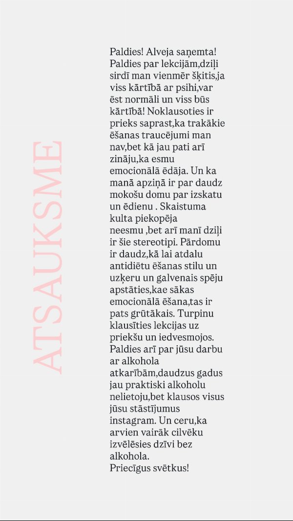 Atsauksme par lekcijām un darbu ar alkohola atkarību